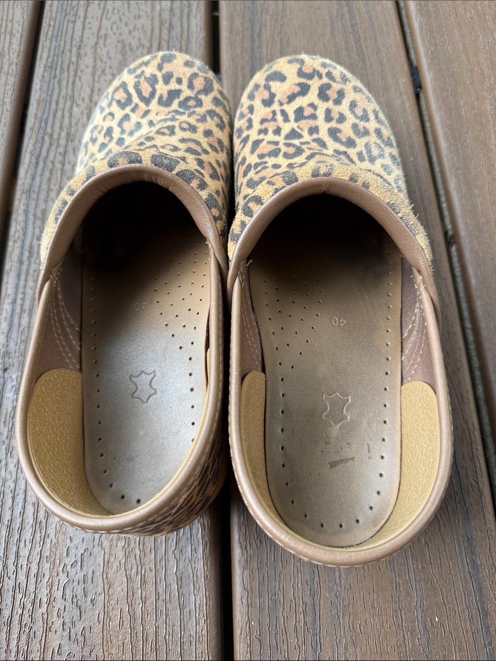 Dansko Leopard Print Slip-On Clogs in Brown and Black - Picture 5 of 5